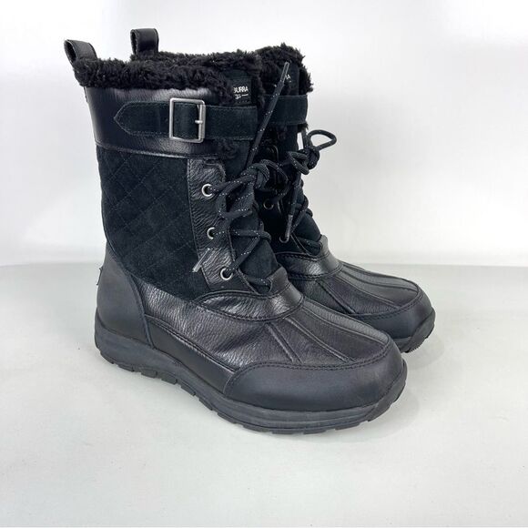 Koolaburra by UGG Imree Black Moto Boots Size 9 Waterproof Winter Snow - Picture 1 of 12